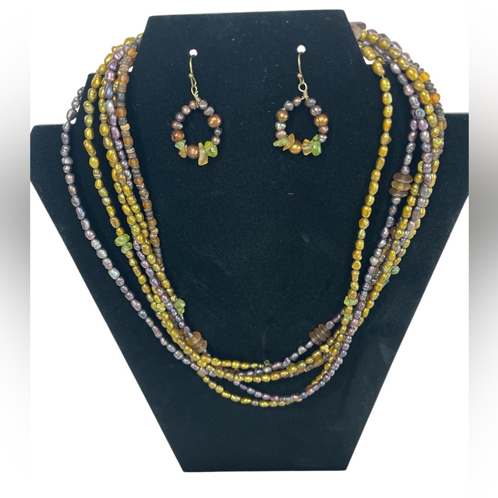 Coldwater Creek Desert Harmony Multi Strand Necklace Earrings Set w/ Gift Box VG